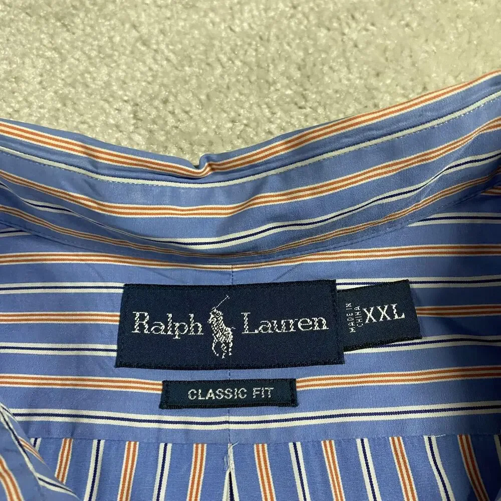 Polo Ralph Lauren Shirt Mens 2XL Striped Classic Fit Button Down Ivy Prep Preppy
